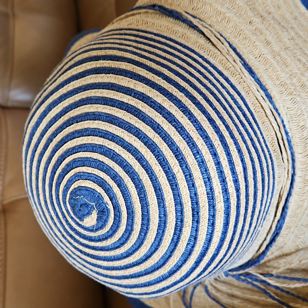 Panama Jack 100% Paper Blue and Tan Wide Brim Sun Hat - Picture 4 of 13